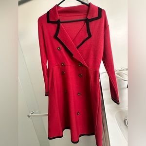 Red knit vintage style sweater dress